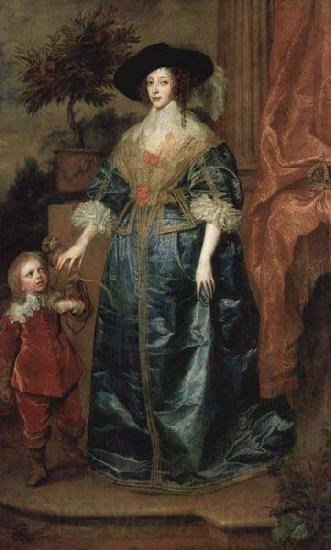 Anthony Van Dyck Henrietta Maria and the dwarf, Sir Jeffrey Hudson, Spain oil painting art